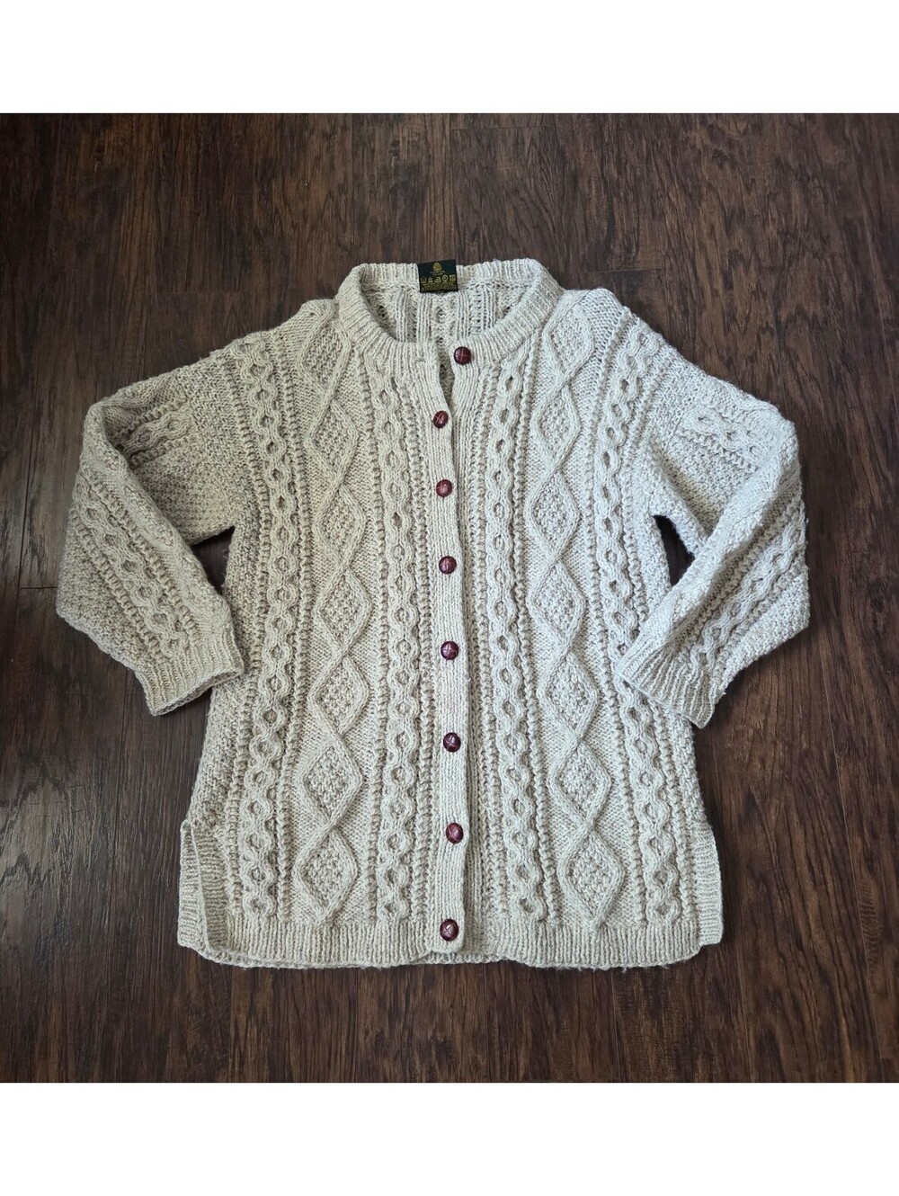 Irish wool cable knit cardigan